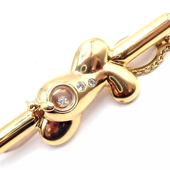 Authentic! Vintage Chopard 18k Yellow Gold Happy Diamond Airplane Tie Clip Clasp - Picture 4 of 10